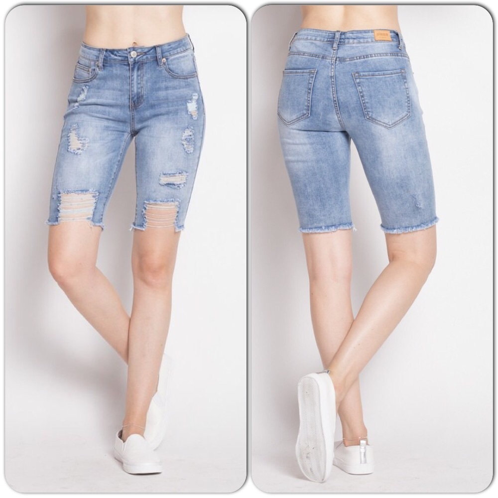 Denim Bermuda Distressed Shorts NWT Size Small
